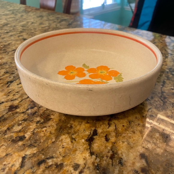 Vintage Lenox Ceramic Fire flower Bowl in Orange and Green - Picture 3 of 4